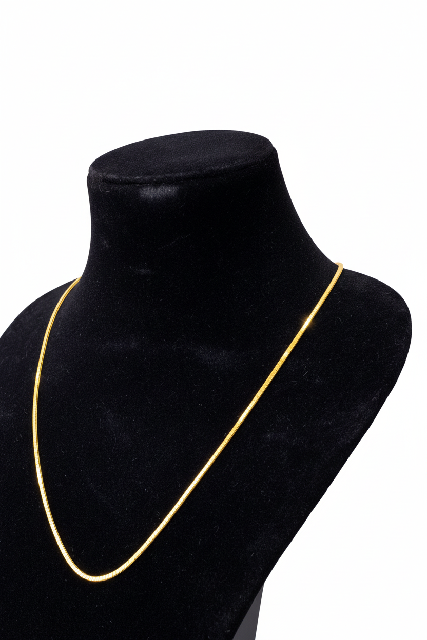 Box Link Gold Chain - Side Angle