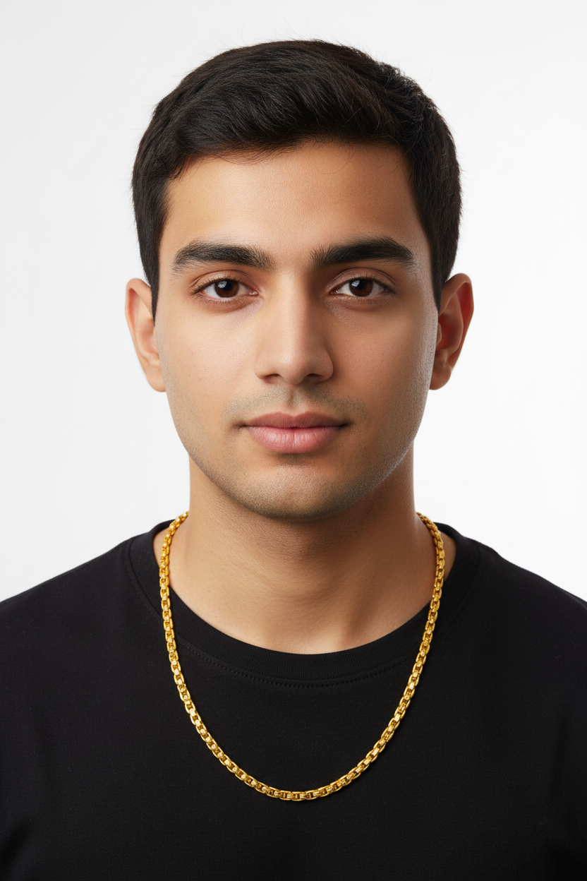 Marina Anchor Link Gold Chain - Male Model