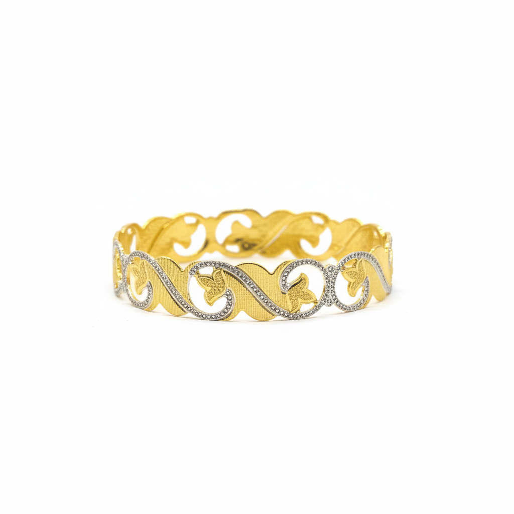 22Kt Two-Tone Gold Bangles on white background