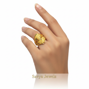 Clover Enamel Meenakari Gold Ladies Ring - Model Finger