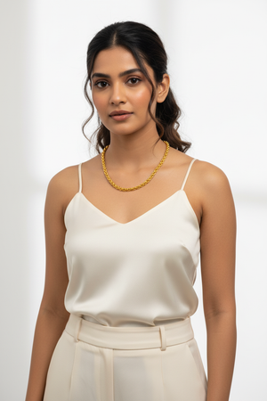 Marina Anchor Link Gold Chain - Female Model