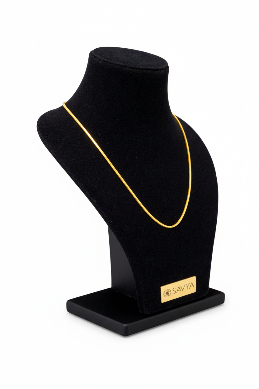 Herringbone Gold Chain - Side Angle