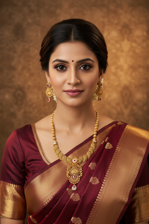 Indian Bride Wearing Peacock Floral Necklace