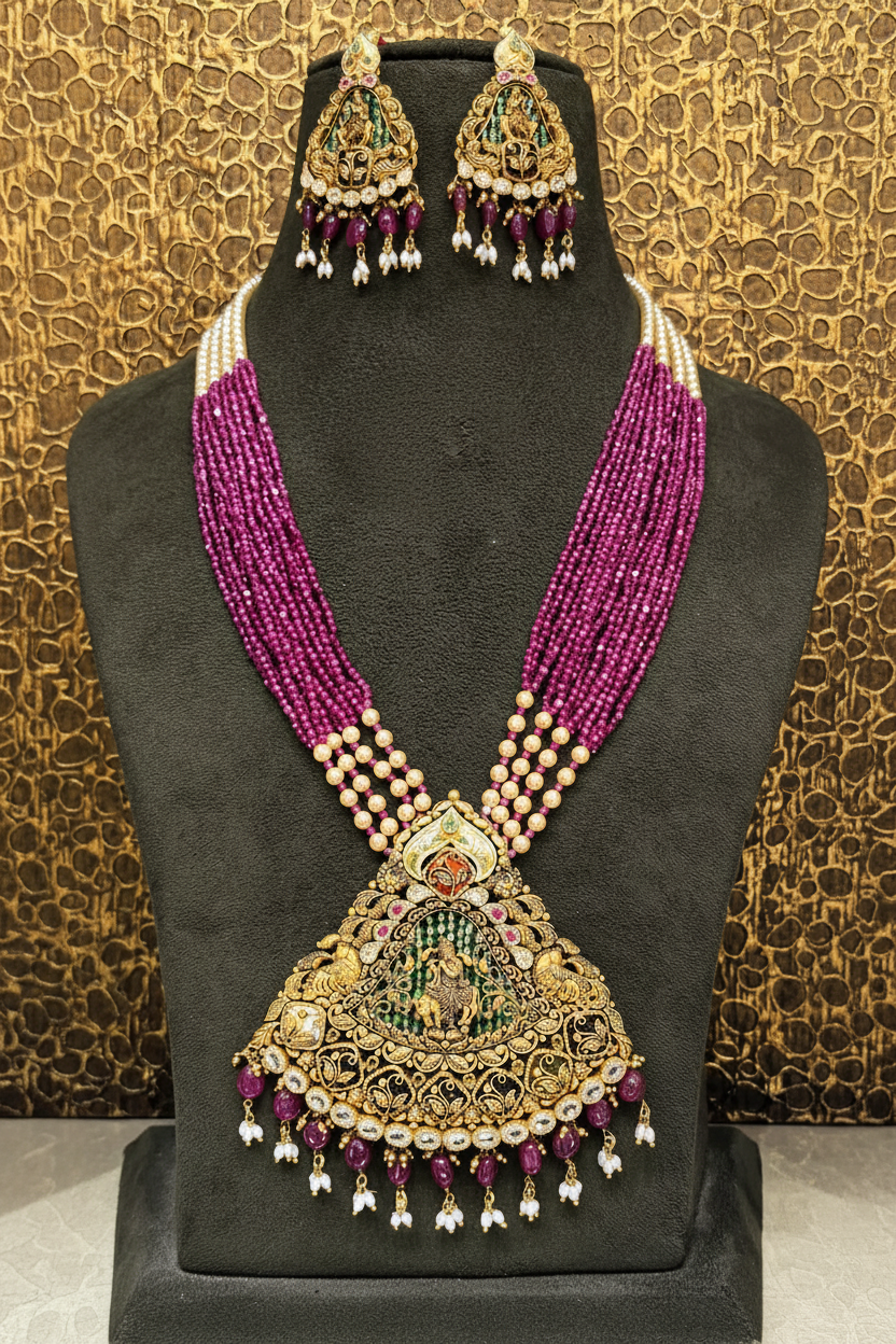 Lakshmi Temple Necklace Set on Bust