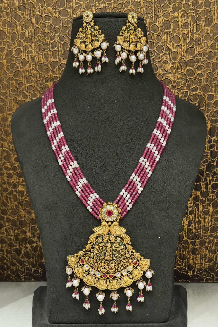 Lakshmi Temple Necklace Set on Bust