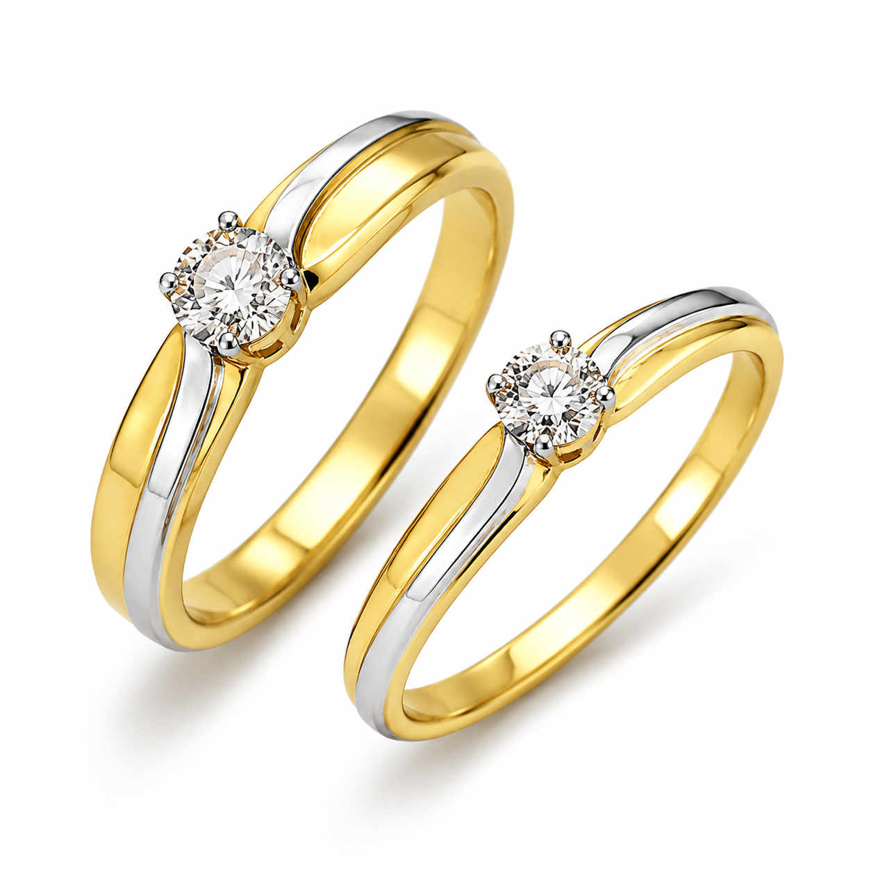 Modern Two-Tone Diamond Couple Band