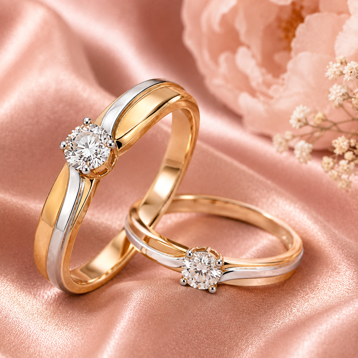 Modern Two-Tone Diamond Couple Band