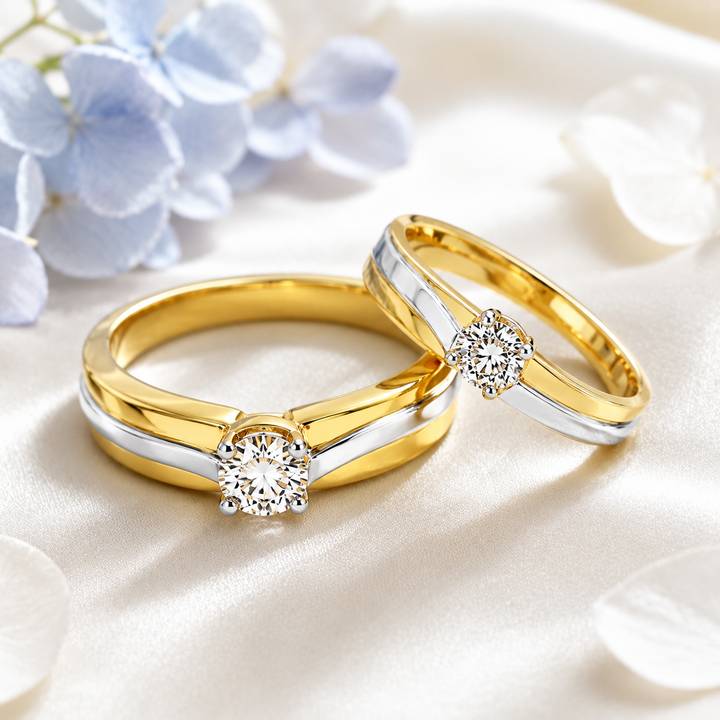Modern Two-Tone Diamond Couple Band