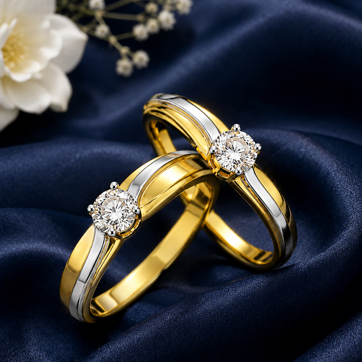 Modern Two-Tone Diamond Couple Band
