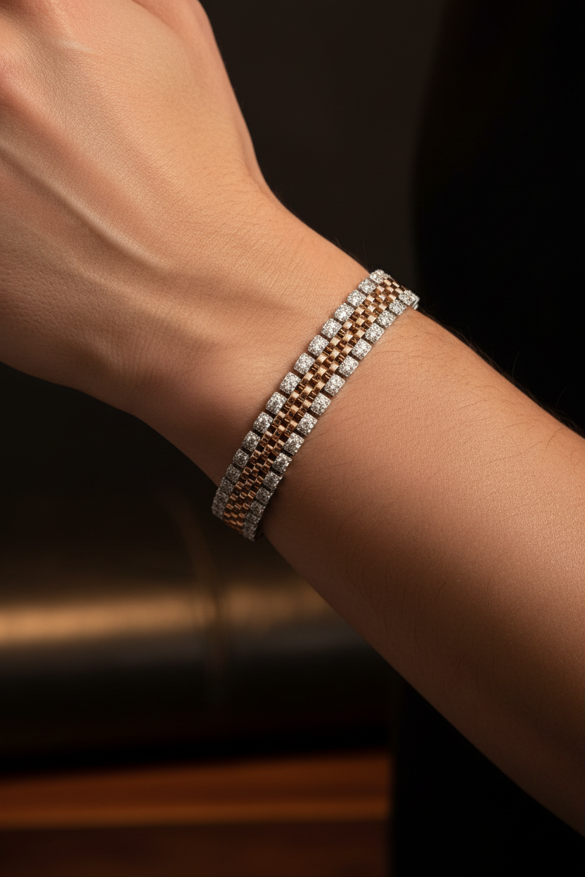 Male Model Wearing Panther-Link Bracelet