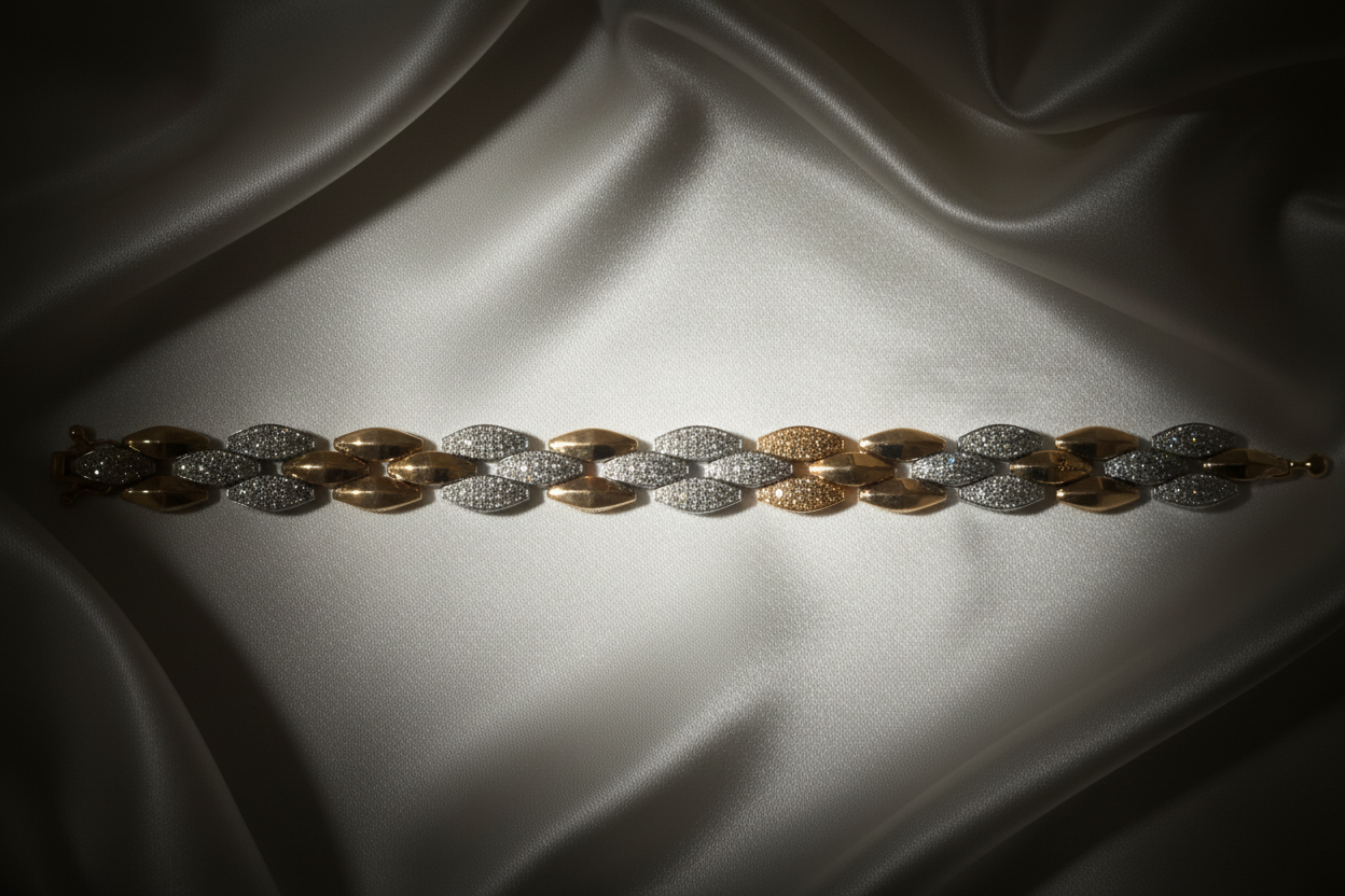 Marquise Leaf Diamond Bracelet on Satin
