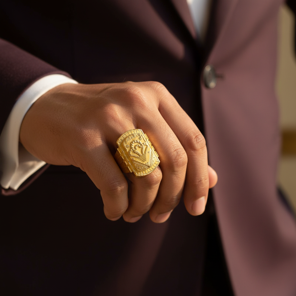 Model Wearing - Gents Gold Ring