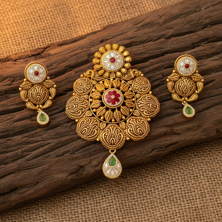 Paisley Pendant Set - Wooden Surface Retry