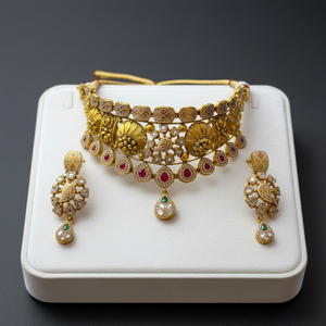 Peacock Kundan Choker Necklace Set