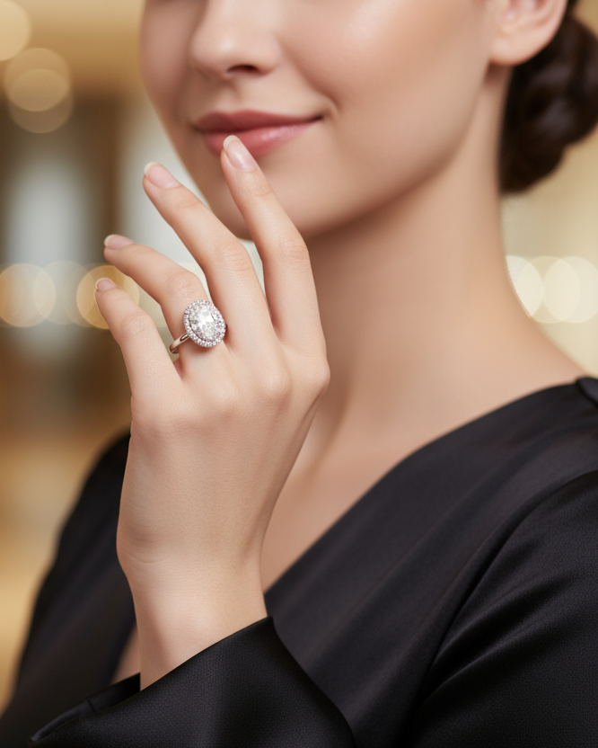 platinum ring with girl model