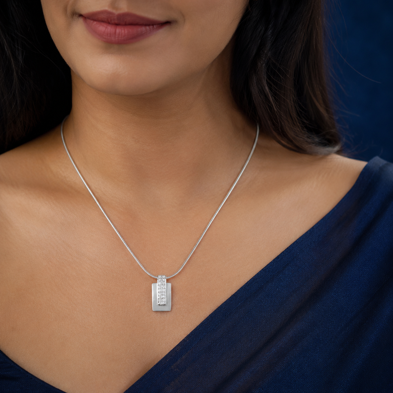 Platinum Chain with Zirconia Pendant for Women