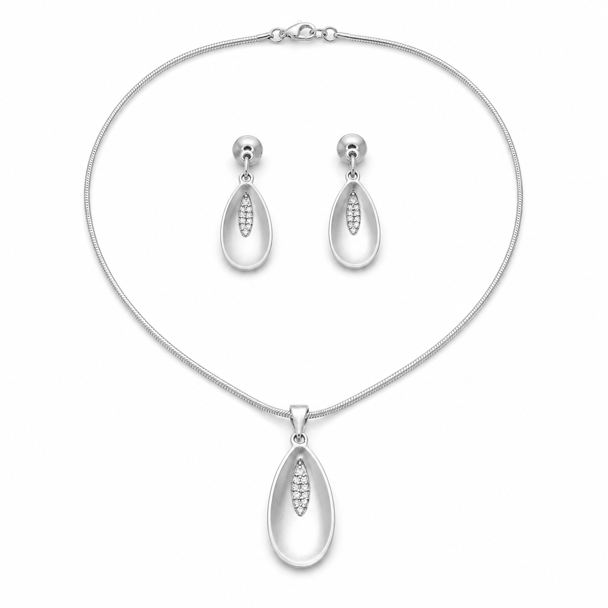 Platinum Chain with Zirconia Pendant Set for Women
