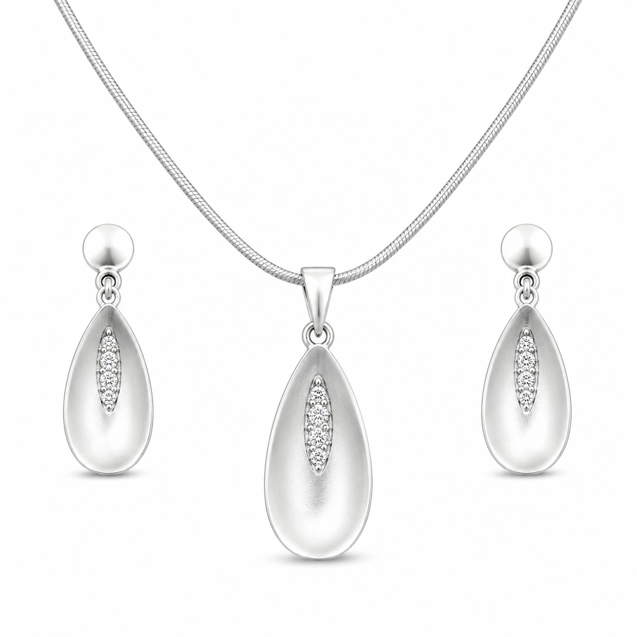 Platinum Chain with Zirconia Pendant Set for Women