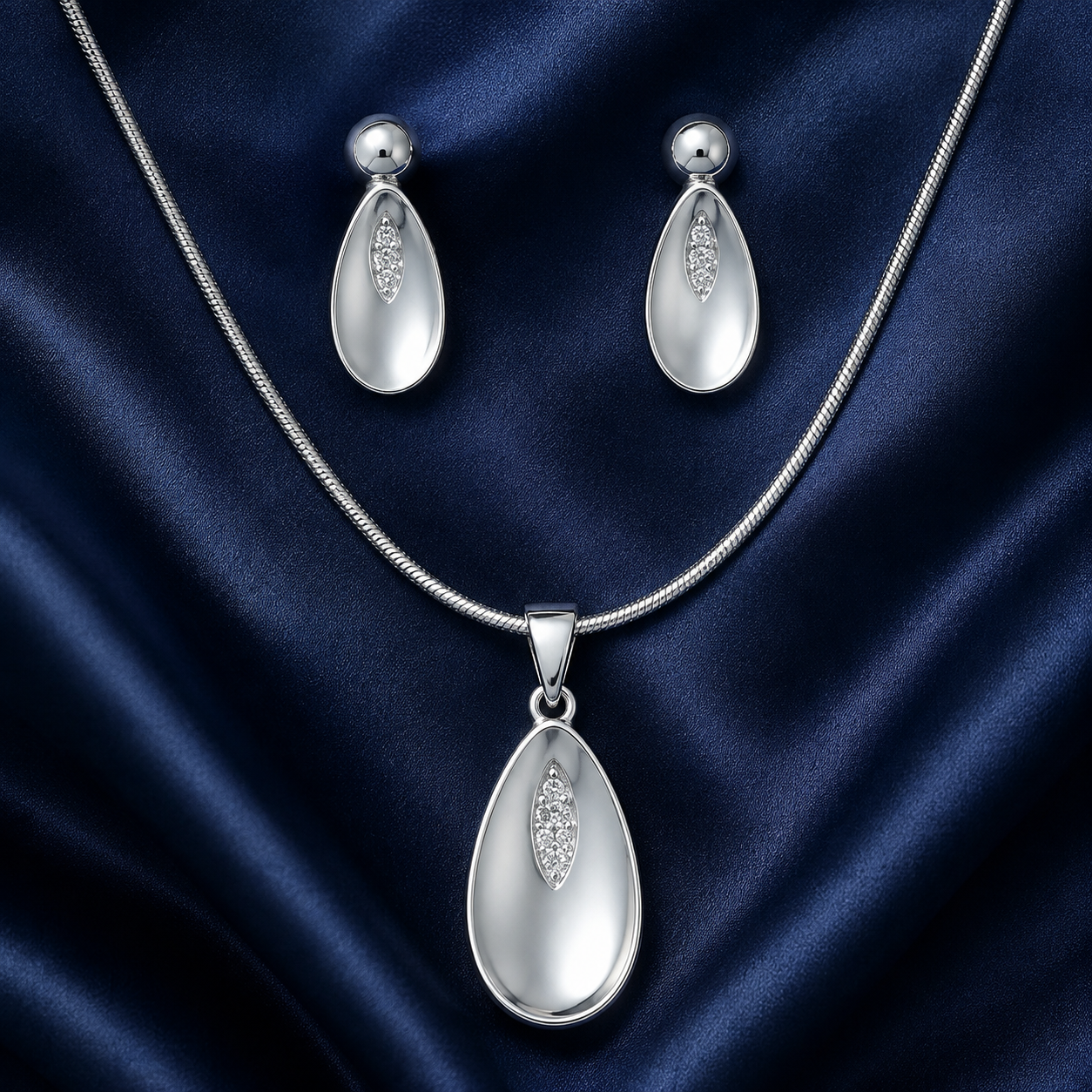 Platinum Chain with Zirconia Pendant Set for Women