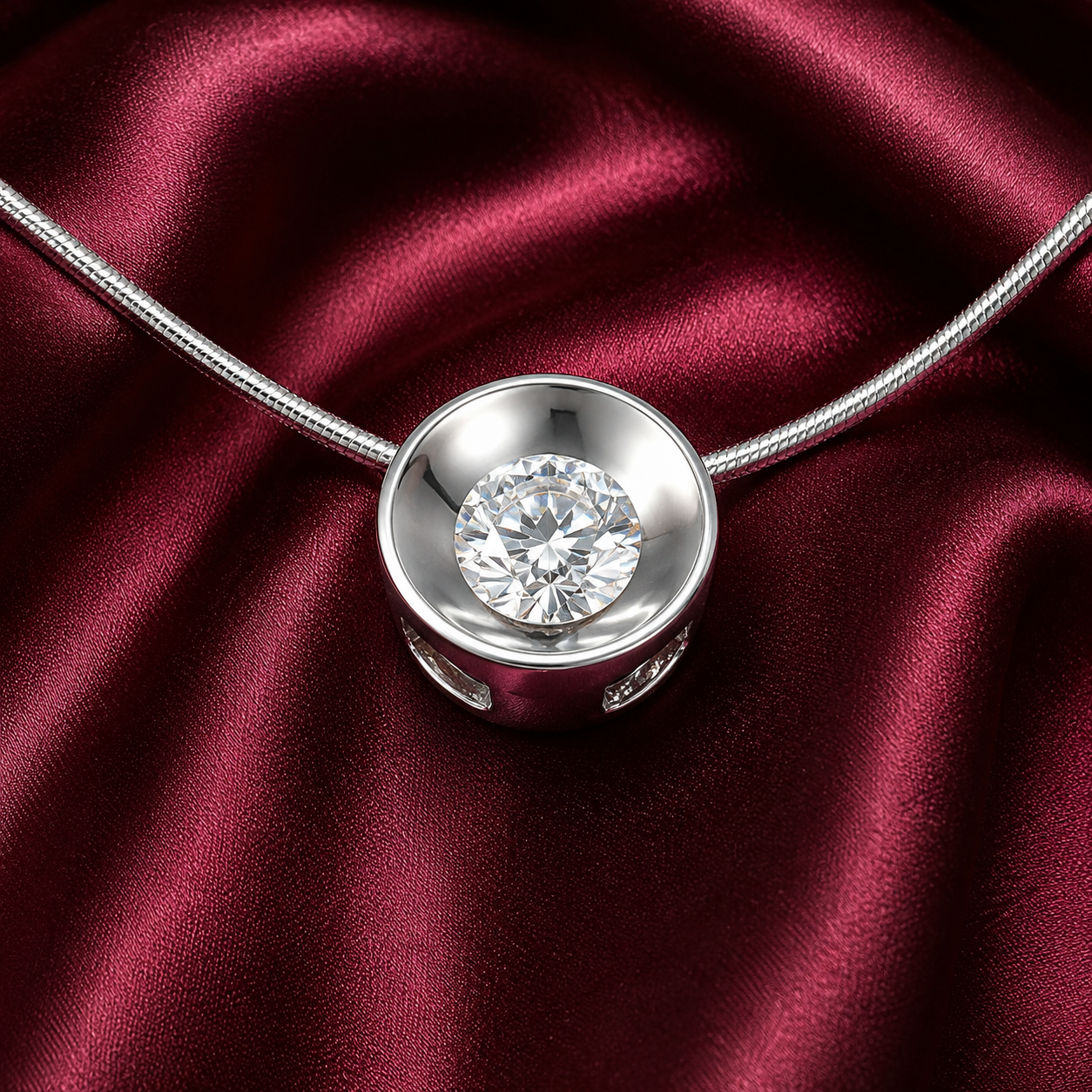 Platinum Chain with Diamond Pendant for Women