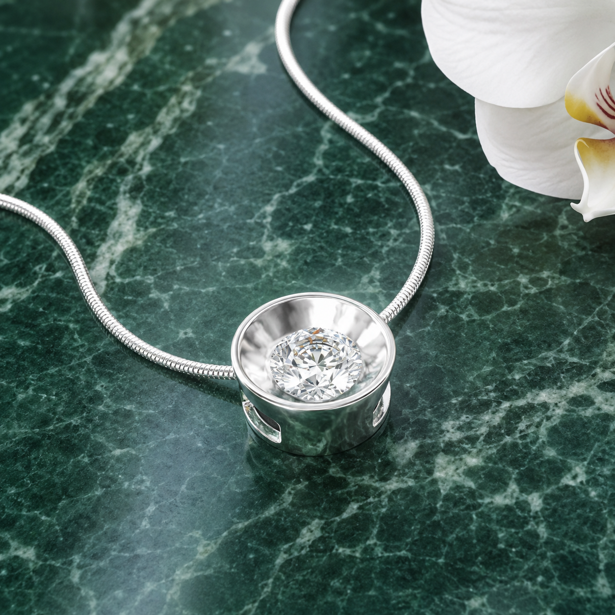 Platinum Chain with Diamond Pendant for Women