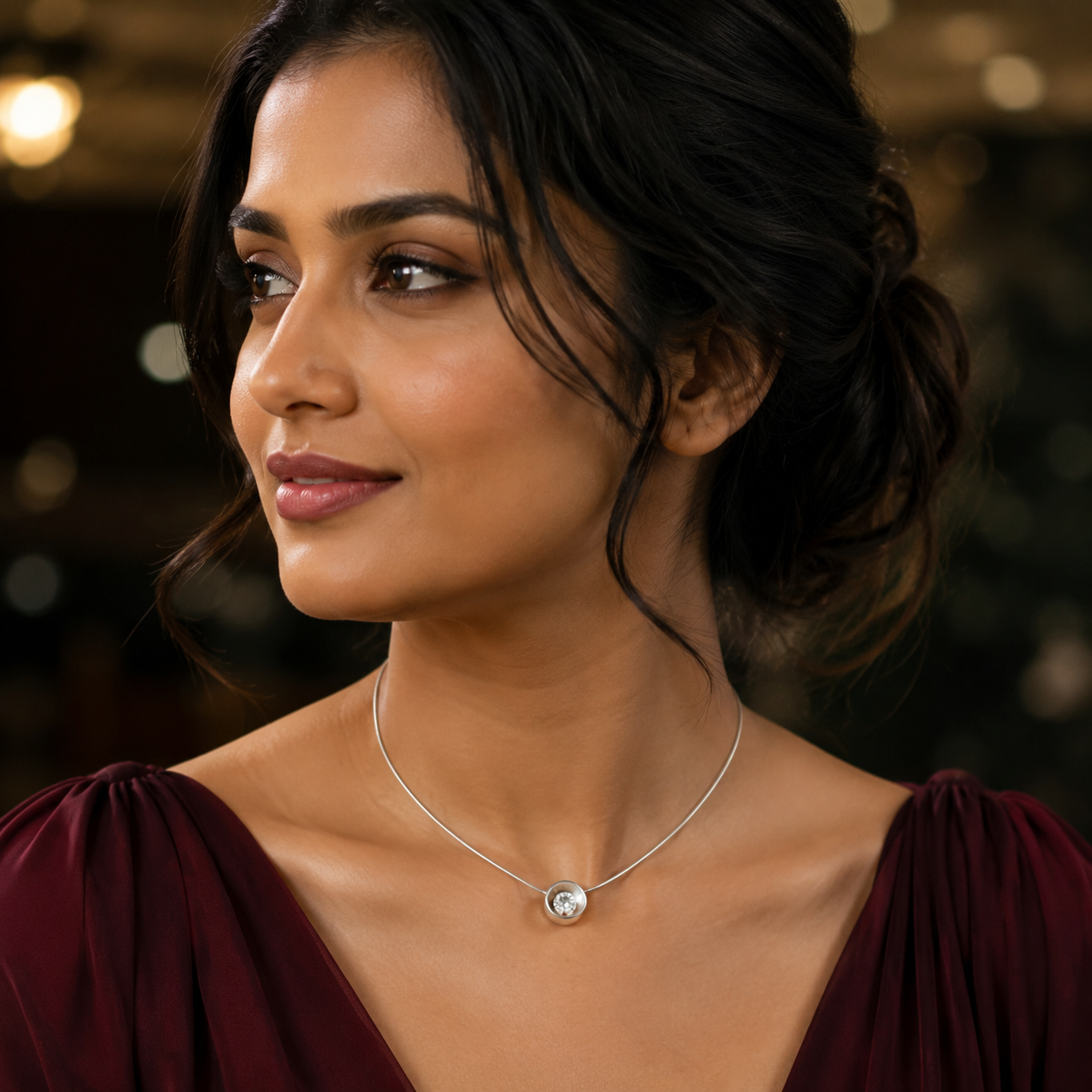 Platinum Chain with Diamond Pendant for Women