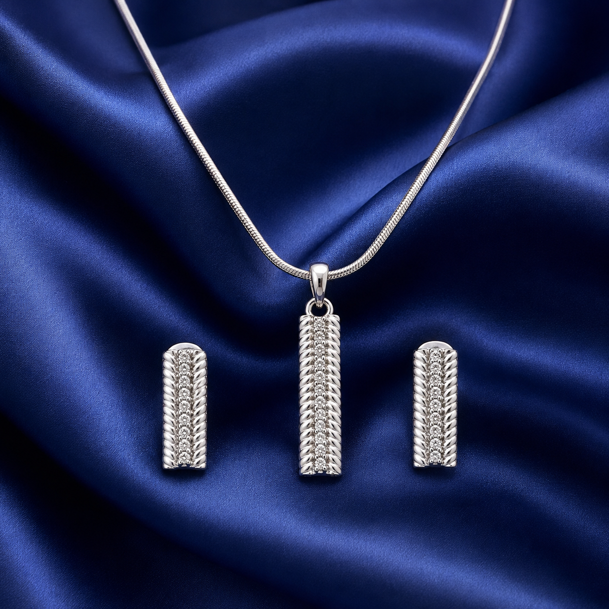 Platinum Chain with Diamond Pendant Set for Women