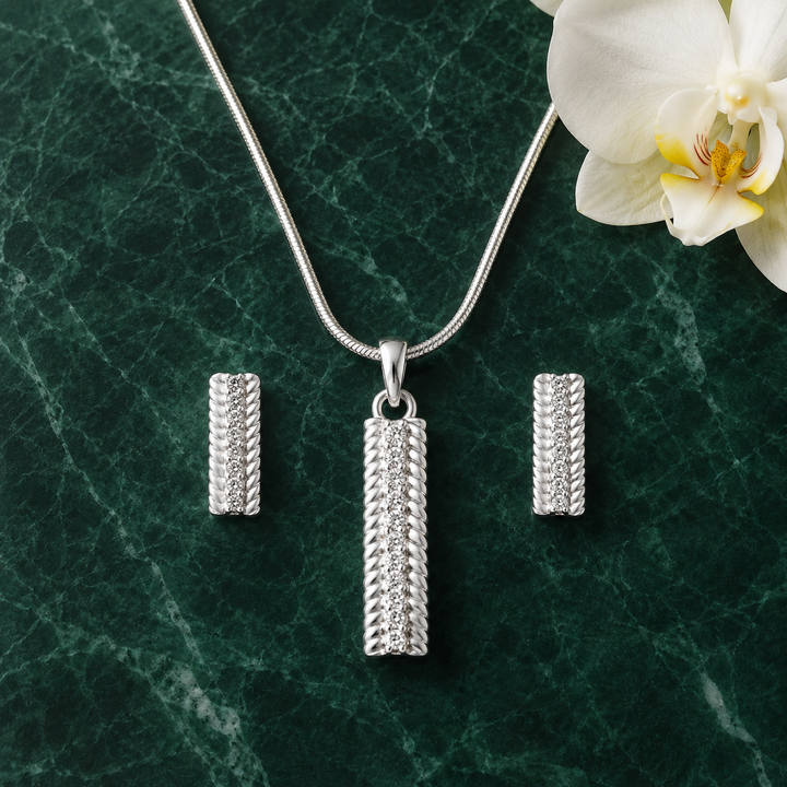 Platinum Chain with Diamond Pendant Set for Women