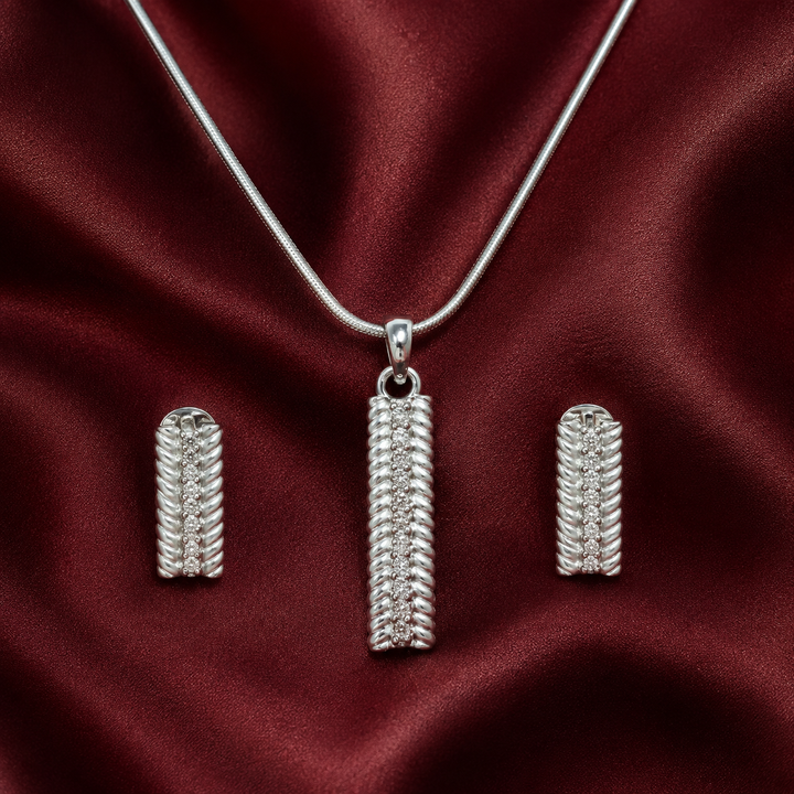 Platinum Chain with Diamond Pendant Set for Women