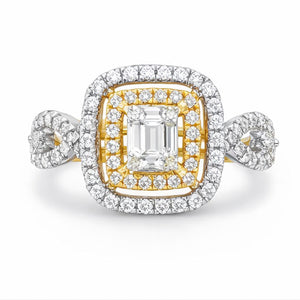 Best Golden Majesty Double Halo Diamond Ring in Meerut | Savya Jewels