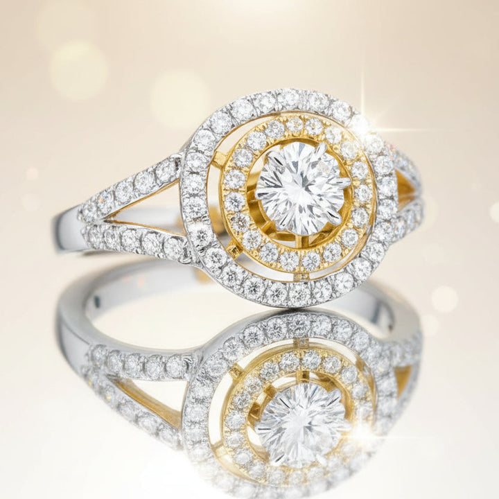 Sculpted Spark Round Diamond Ring