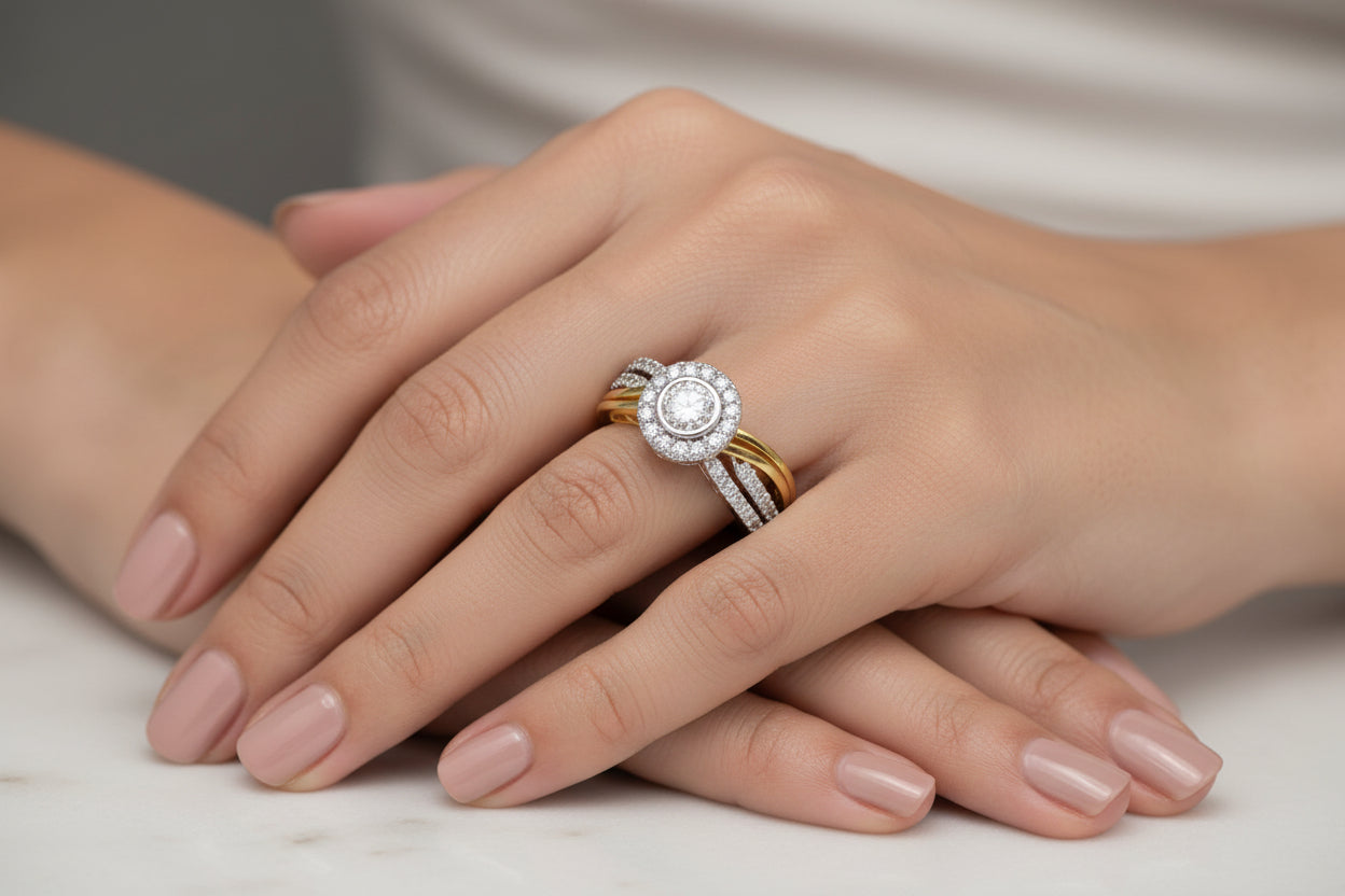 Twisted Elegance Diamond Halo Ring