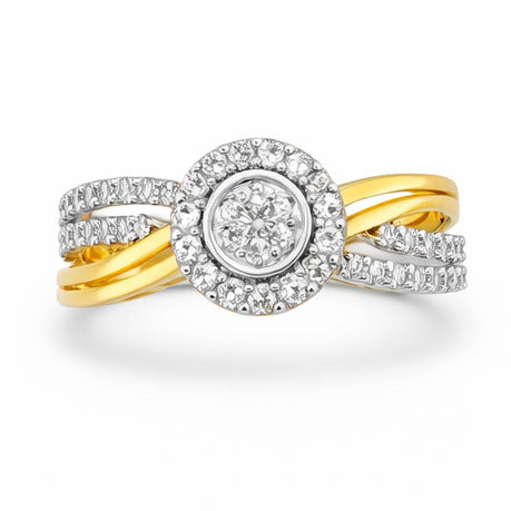 Twisted Elegance Diamond Halo Ring