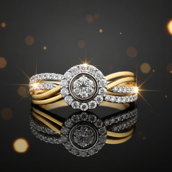 Twisted Elegance Diamond Halo Ring