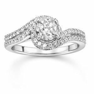 Swirl Halo Round Diamond Ring | Savya Jewels | 18Kt 18-kt-gold