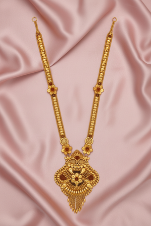 Rajwadi Long Haar Necklace on Pink Satin