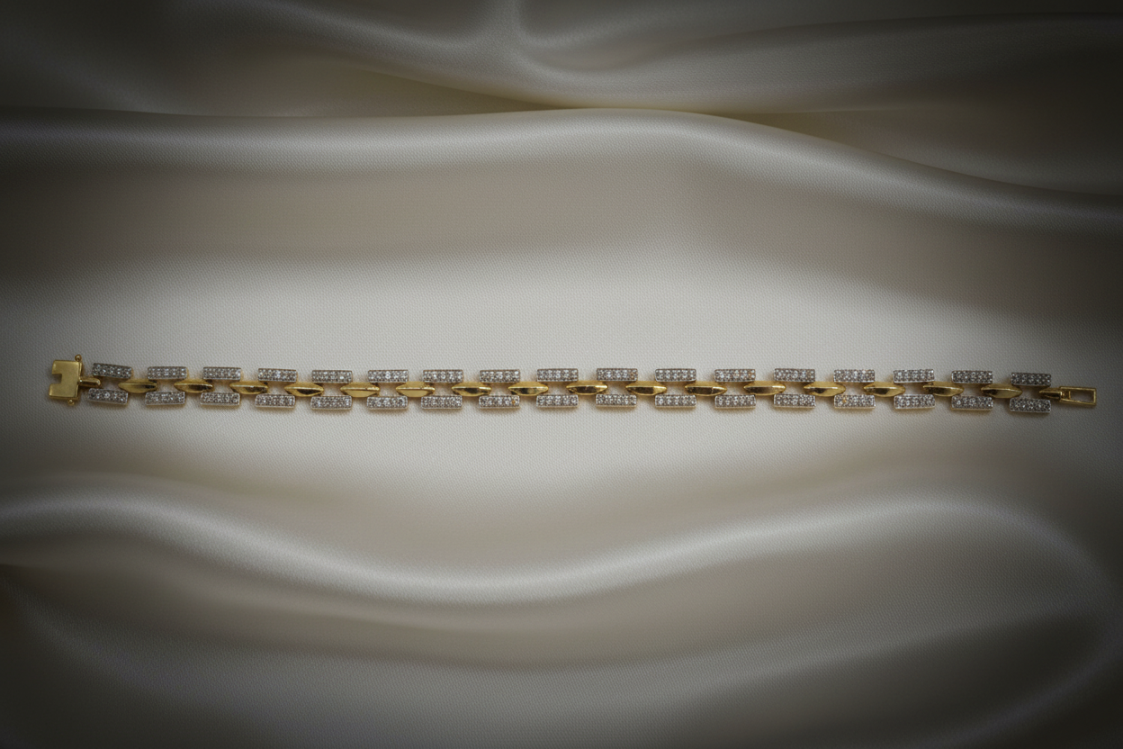 Rectangle Bar Link Bracelet on Satin