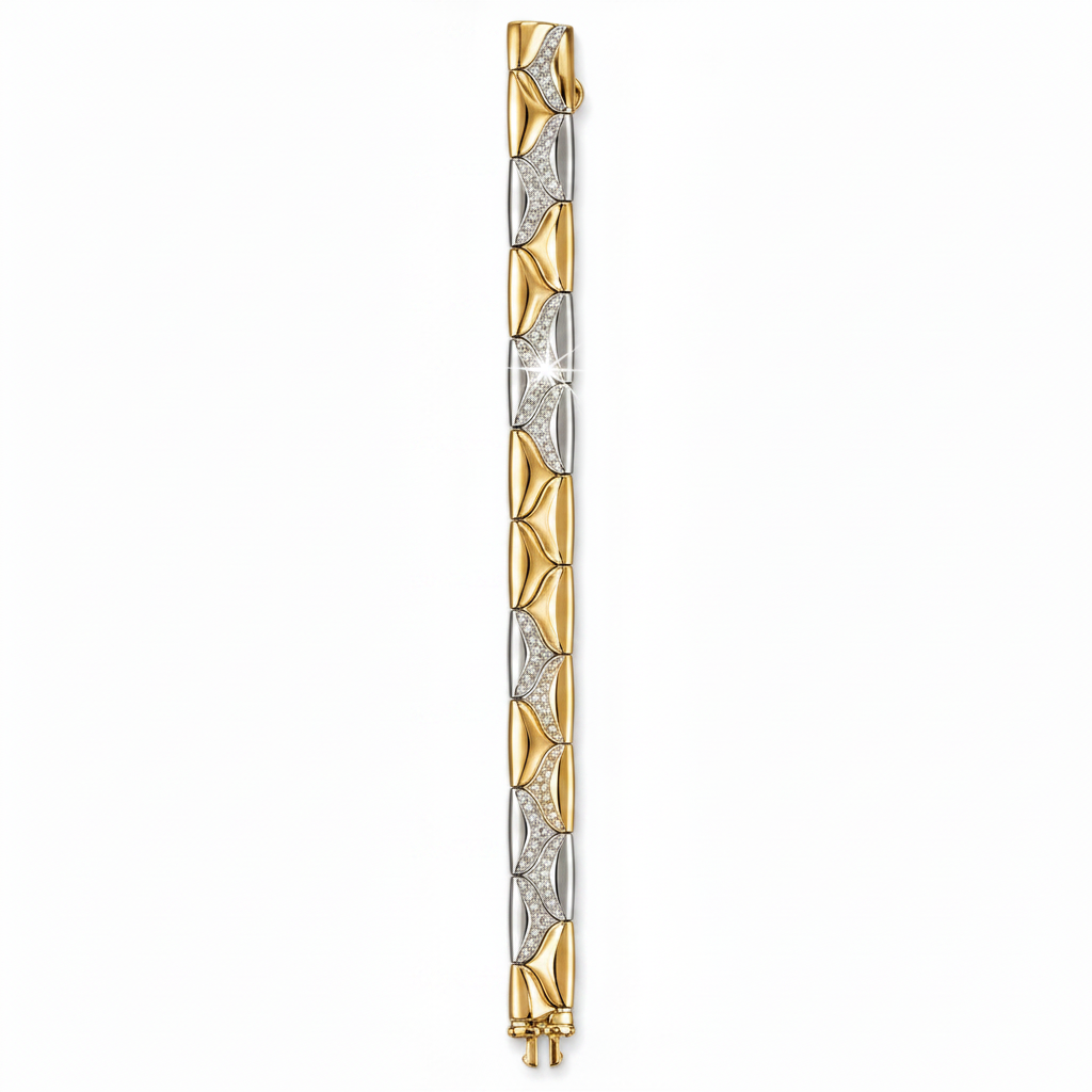Retouched Dual-tone Diamond Wave Bracelet