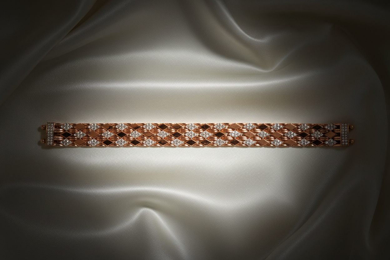 Rose Gold Mesh Bracelet on Satin