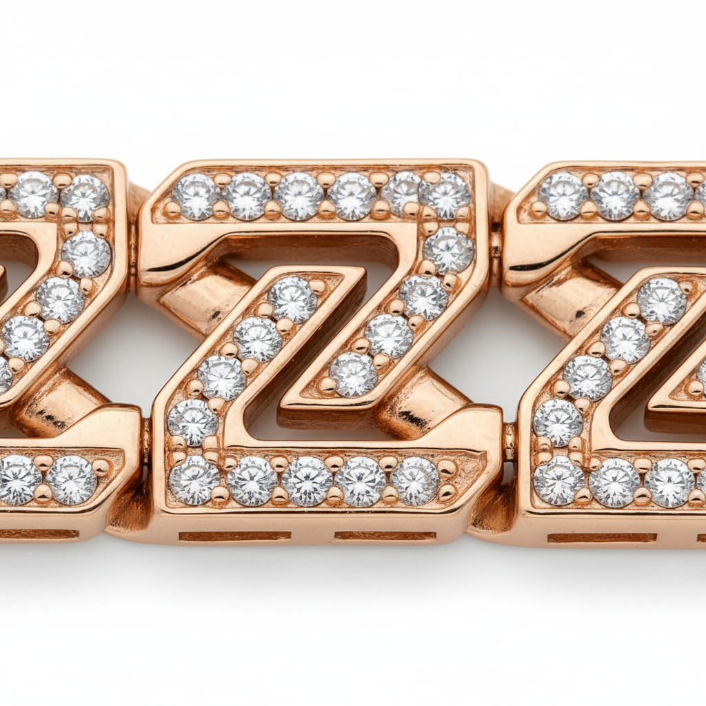 Rose Gold Z-Link Bracelet Closeup