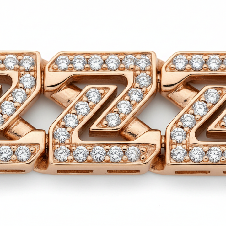 Rose Gold Z-Link Bracelet Closeup