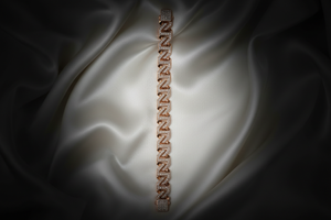 Rose Gold Z-Link Bracelet on Satin