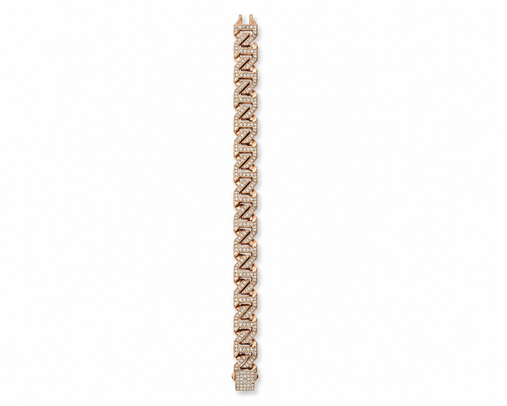 Men's Diamond Z-Link Chain Bracelet | 14Kt Rose Gold | 3.980 Ct