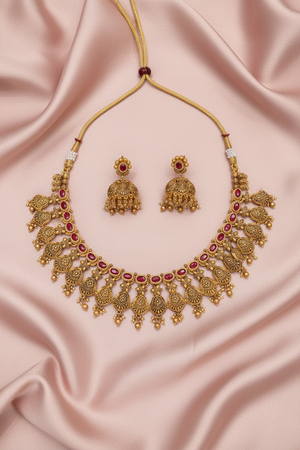 Ruby Guttapusalu Choker Set Flat Lay