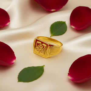 Satin & Rose - Gents Flower Signet Ring