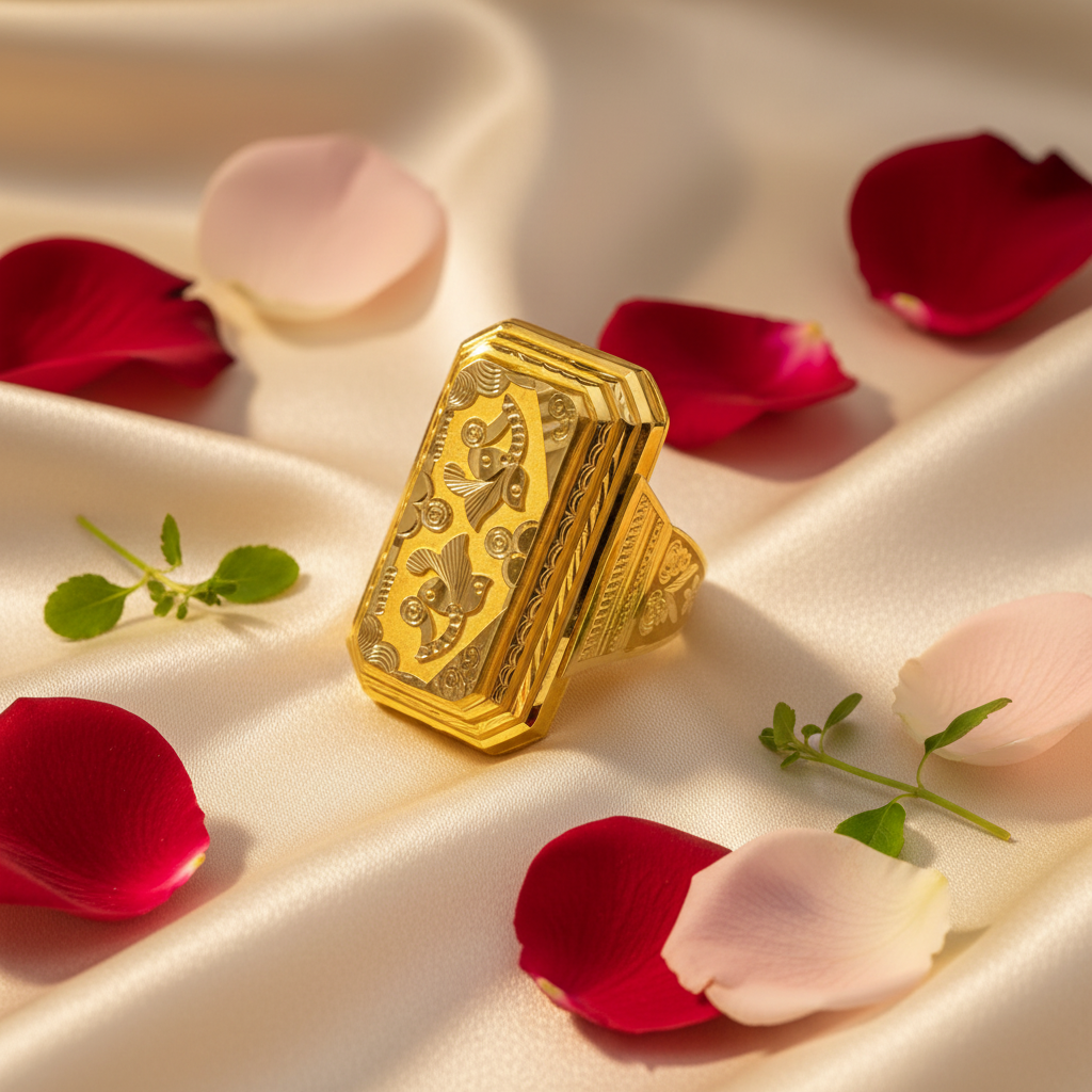 Satin & Rose - Gents Hexagonal Gold Ring