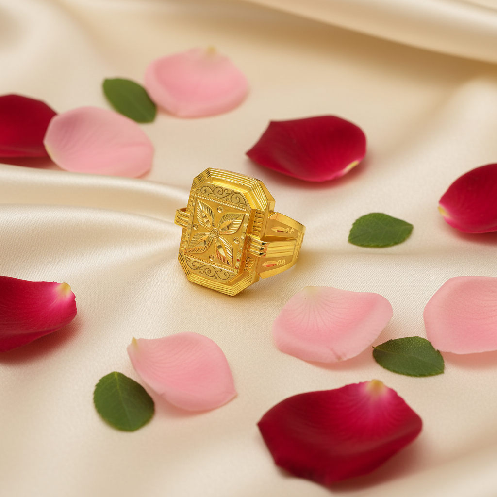 Satin & Rose - Gents Octagonal Flower Ring