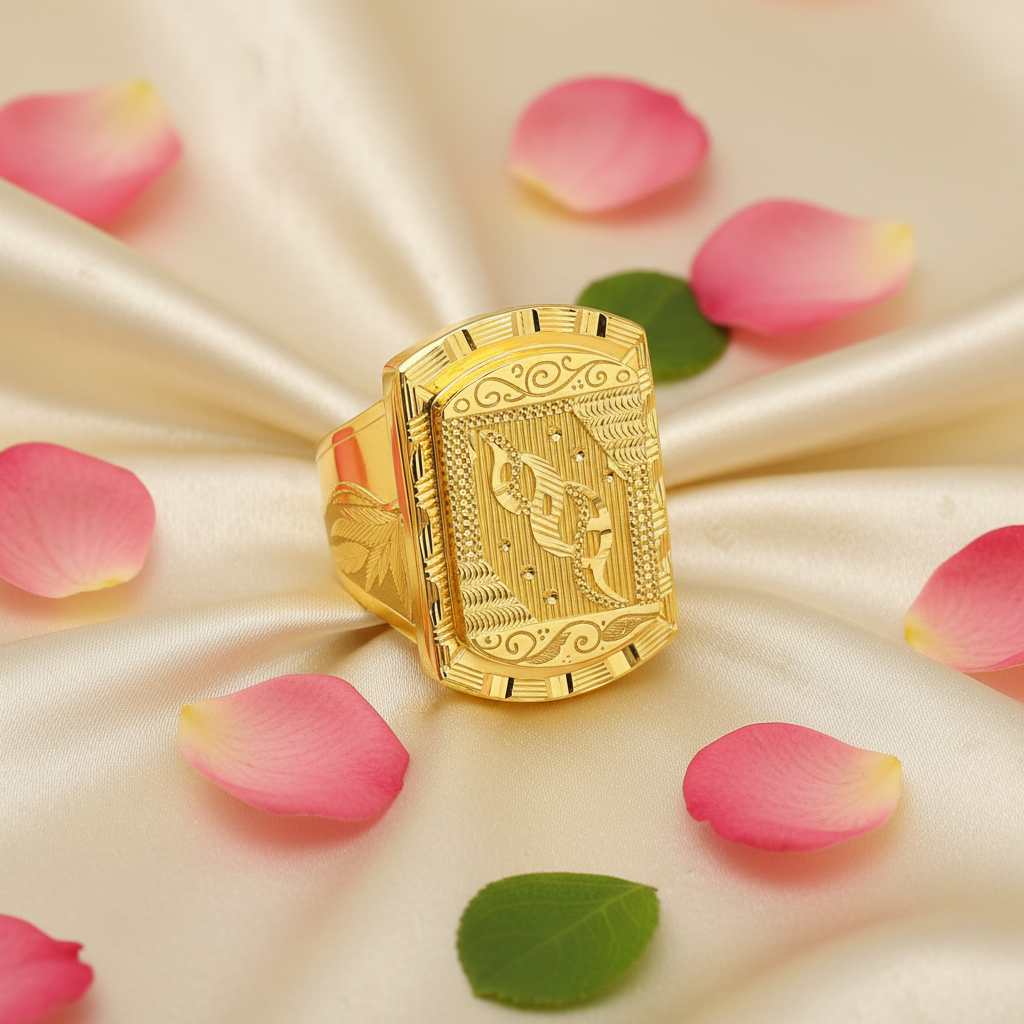 Satin & Rose - Gents Trapezoid Floral Ring