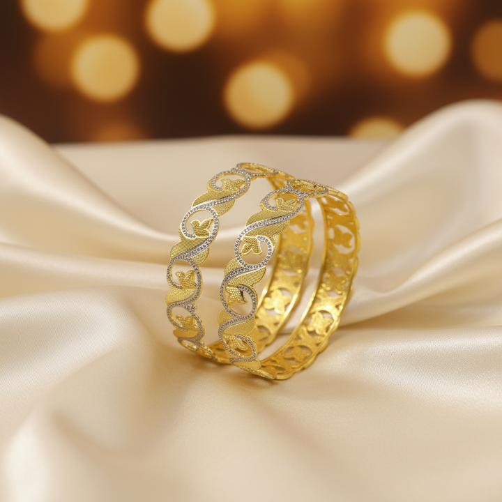 Two-tone Gold Bangles Satin