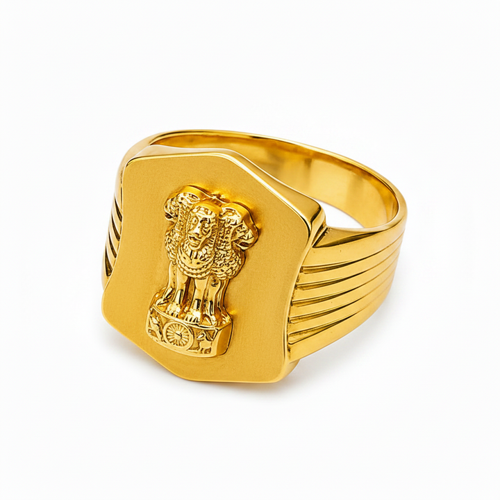 White Background - Ashoka Stambh Gold Ring